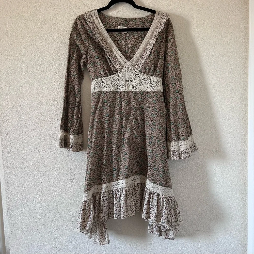 Ralph Lauren Denim Supply women’s Floral Midi Dress Medium Flare Sleeve Cottage - Picture 1 of 14